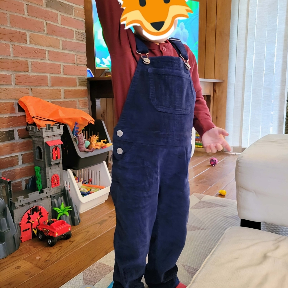 Mini Boden Lined Cord Overalls in Navy 3T